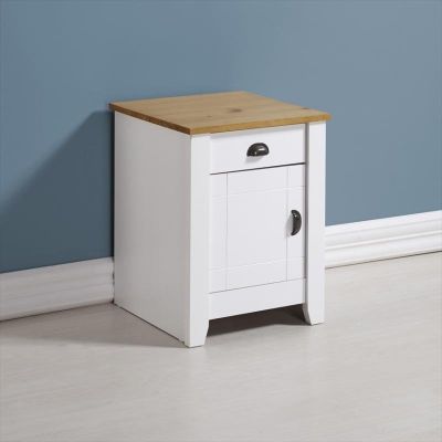 Ludlow 1 Drawer 1 Door Bedside Cabinet - White / Oak