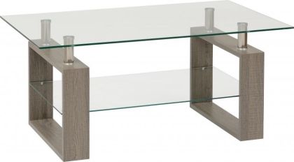 Milan Coffee Table - Light Charcoal / Clear Glass / Silver