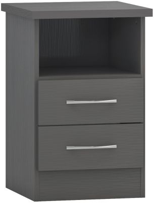 Nevada 2 Drawer Bedside - 3D Effect Grey