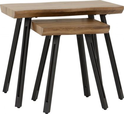 Quebec Wave Edge Nest of Tables - Medium Oak
