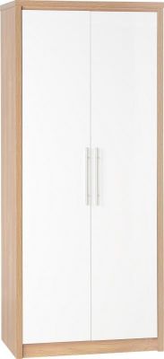 Seville 2 Door Wardrobe 0.76m - White High Gloss