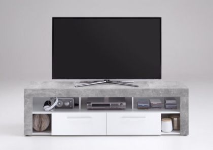 Vibio 2 Drawer TV Unit - White / Concrete