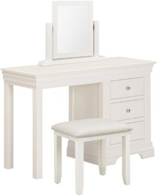 Bordeaux 3 Drawer Dressing Table Set - Ivory / Oat Fabric