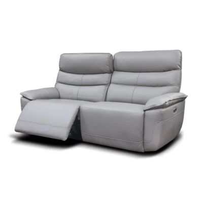 Cadiz Leather 3 Seater Power Reclining - Light Grey