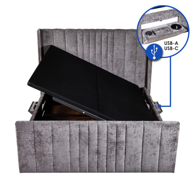 Clara Edge Ottoman Bed - Grey