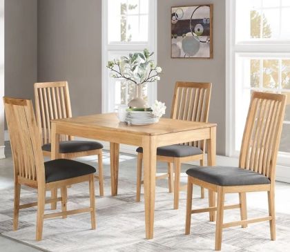 Dunmore Dining Set 4 Chairs - Oak/Grey