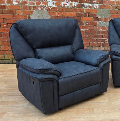 Edwardo Grey Fabric 1 Seater Recliner Sofa - Charcoal