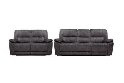 Hamilton Fabric Recliner Suite 3RR Drop Down Table + 2RR with Console - Grey