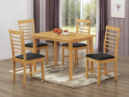 Hanover 110cm Dining Set with 4 Chairs - Light Oak