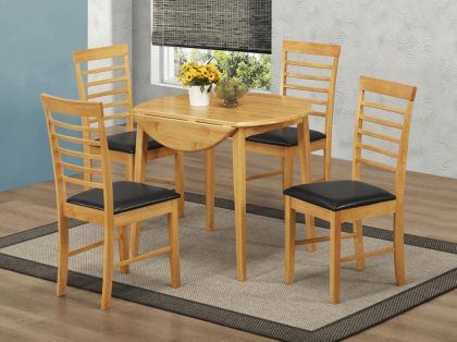 Hanover Round Drop Leaf Dining Set with 4 Chairs - Light Oak