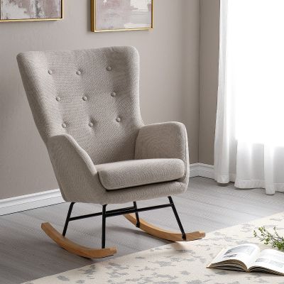 Hayden Fabric Rocking Chair - Beige