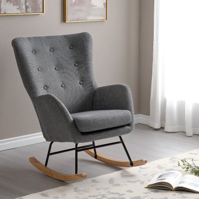 Hayden Fabric Rocking Chair - Dark Grey