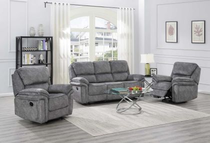 Greta Manual Recliner 3 Seater Sofa - Grey