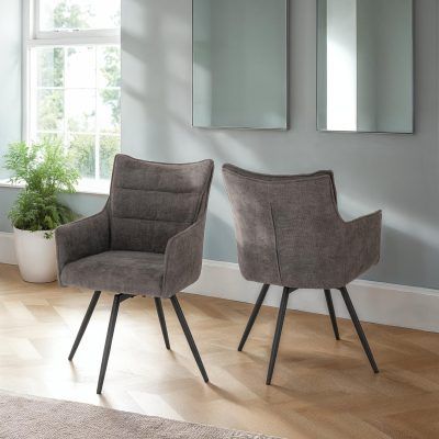 Lewis Carver Swivel Chair (2 Per Box) - Grey Fabric