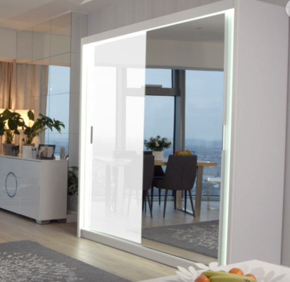 Luxxe Sliding Wardrobe 2.03m - White Gloss