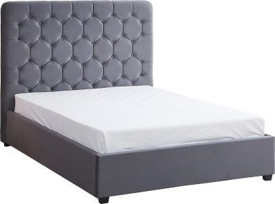 Madison Ottoman 5' Bed – Grey Velvet Fabric