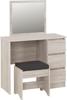 Malvern 3 Drawer Dressing Table Set - Urban Snow/Steel Fabric
