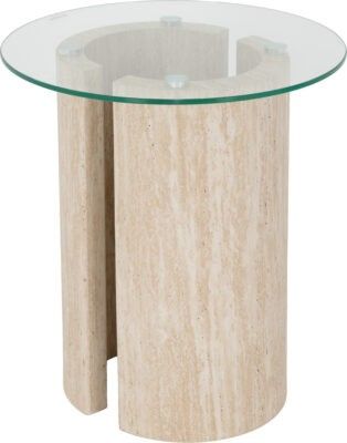 Modena Side Table - Clear Glass/Cream Marble Effect