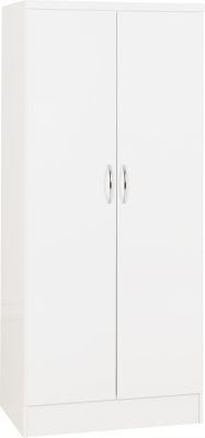 Nevada 2 Door All Hanging Wardrobe 0.78M - White Gloss