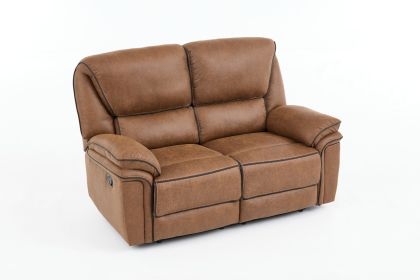 Edwardo Leather 2 Seater Recliner Sofa - Tan