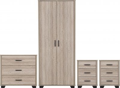 Oliver 2 Door Wardrobe Bedroom Set 0.8M - Light Oak Effect
