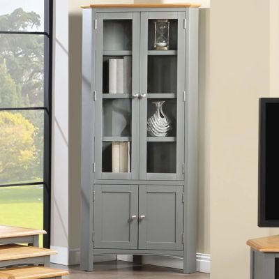 Rossmore 2 Door Corner Display Unit - Oak/Grey