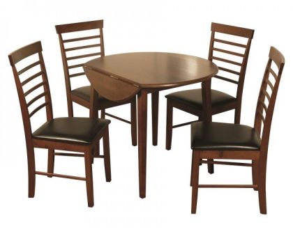 Hanover Round Drop Leaf Dining Set with 4 Chairs - Dark Oak