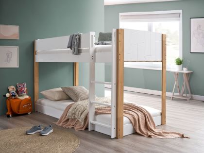 Rover Single Bunk Bed - White & Oak