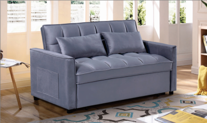 Morgan Plush Velvet Sofa Bed - Light Grey 