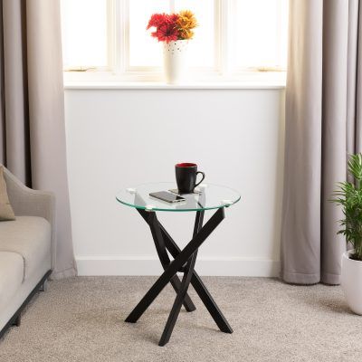 Sheldon Side Table - Clear Glass/Black