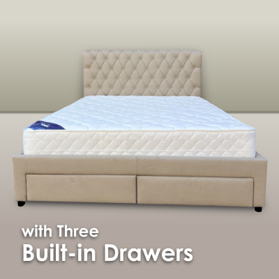 Shoreditch Storage Bed With Drawers - Beige 