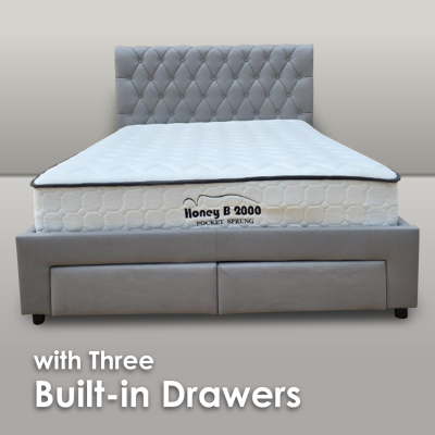 Shoreditch Storage Bed With Drawers - Light Grey