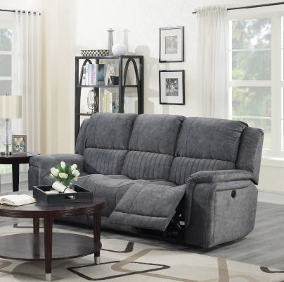 Washington Fabric 3 Seater Power Recliner Sofa- Dark Grey
