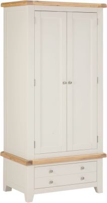 Windsor 2 Door 1 Drawer Wardrobe 0.9M - Ivory/Oak