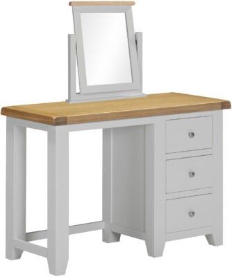 Windsor 3 Drawer Dressing Table And Mirror - Pebble Grey/Oak