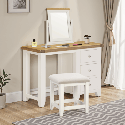 Windsor 3 Drawer Dressing Table - Ivory/Oak