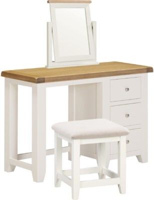 Windsor 3 Drawer Dressing Table Set - Ivory/Oak/Oat Fabric