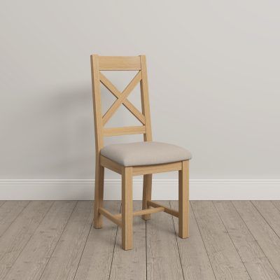 Windsor Cross Back Chair (Box of 2) – Natural Oak/Oat Fabric