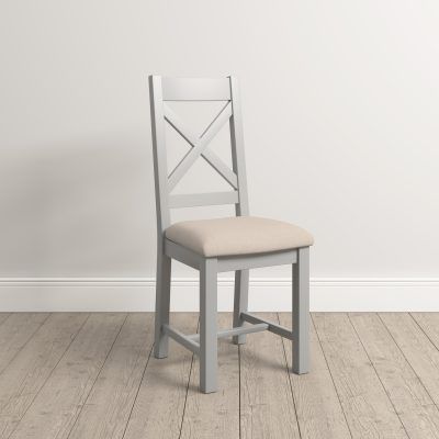 Windsor Cross Back Chair (Box of 2) – Pebble Grey/Oat Fabric