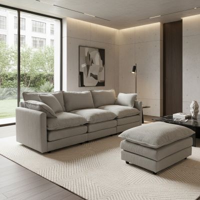 Brooks Velvet Sofa – Light Grey