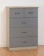 Nevada 3+2 Drawer Chest - Grey Gloss / Light Oak