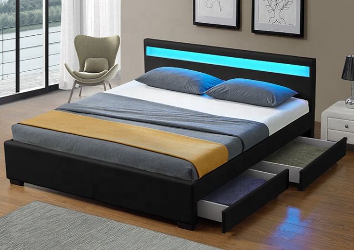 Led double bed with mattress deals