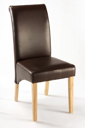 Dark brown faux shop leather dining chairs
