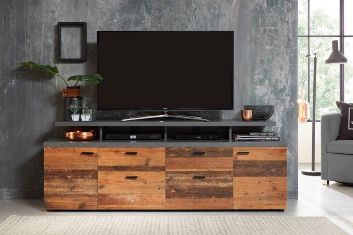 Mood TV Media Storage Cabinet PLUS LIGHTS Old Wood