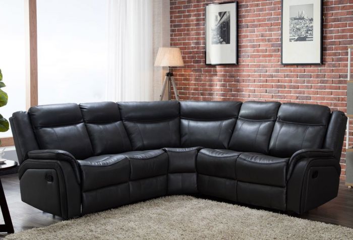 Ohio Leather Corner Sofa 2c2 Black