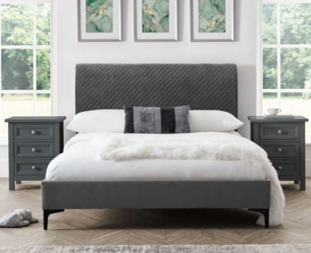 Dark wood hot sale and upholstered bed