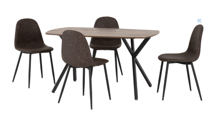 Athens Rectangular Dining Set Medium Oak Effect Brown Faux