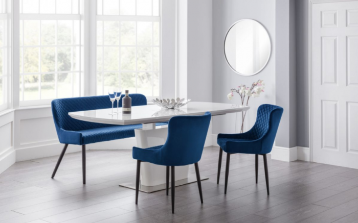 Grey and cheap blue dining chairs
