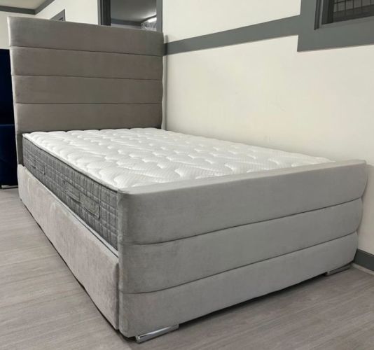 Boulevard Fabric Super King Size Bed 6ft Naples Seal Grey