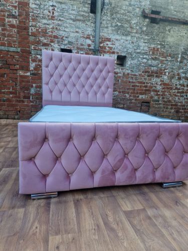 Pink small double bed with mattress online